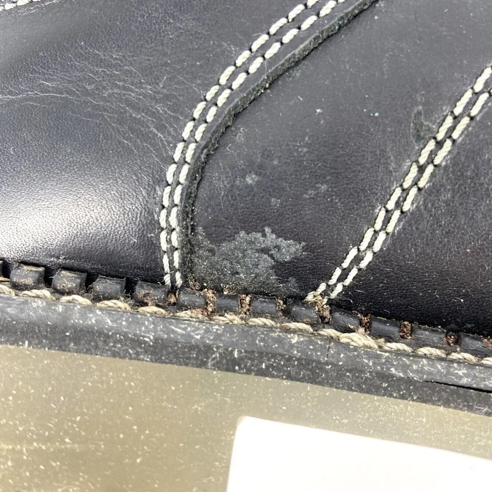 VTG Dickies Leather Lug Sole Shoes Black Womens Size 7 Genuine Grunge Speed Lace - Picture 8 of 16